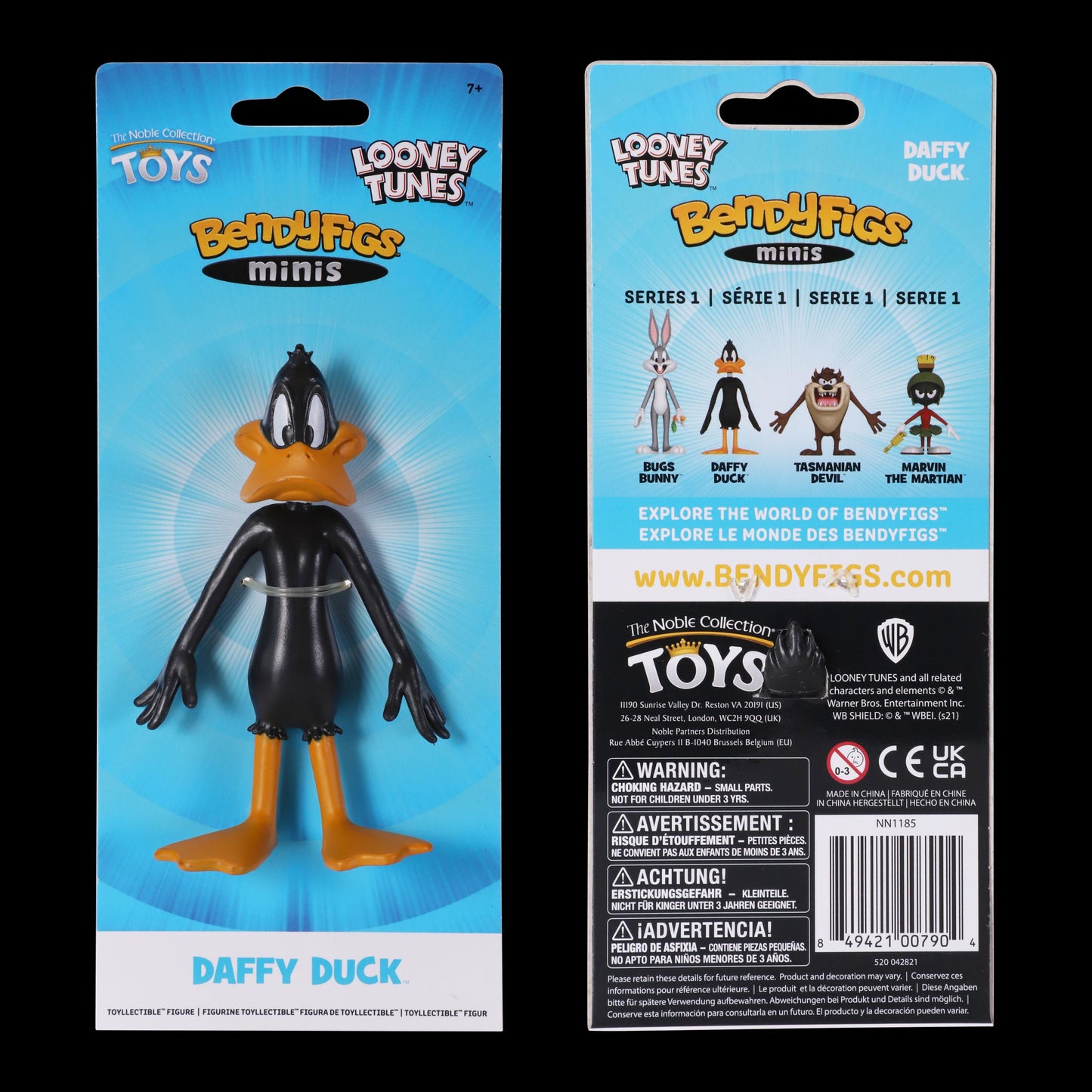BendyFigs The Noble Collection Looney Tunes Mini Daffy Duck - 4.5in (11.5cm) Noble Toys Miniature Bendable Figure Posable Doll Figures