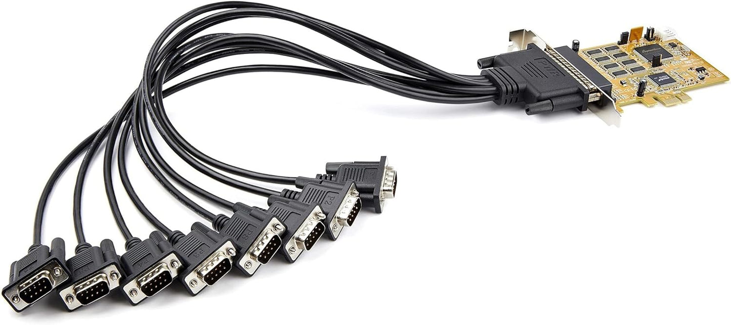 StarTech.com 8-Port PCI Express RS232 Serial Adapter Card - PCIe RS232 Serial Card - 16C1050 UART - Multiport Serial DB9 Controller/Expansion Card - 15kV ESD Protection - Windows & Linux (PEX8S1050