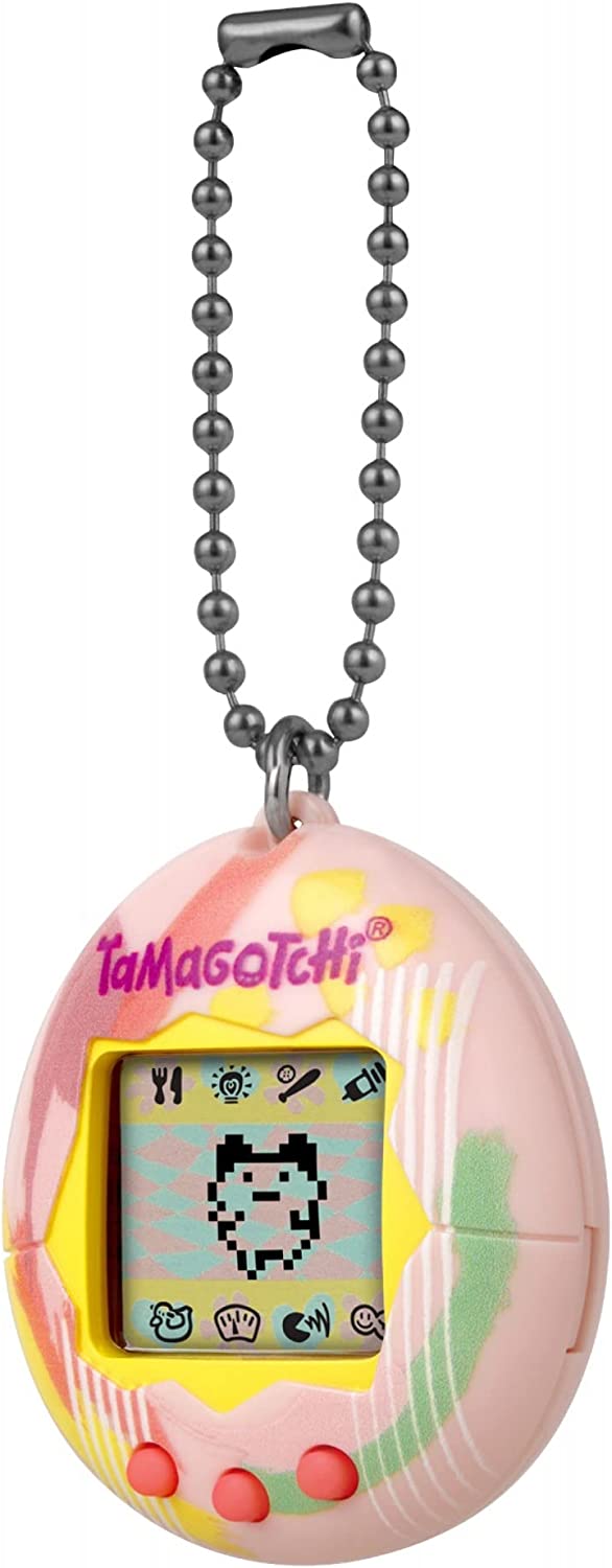 TAMAGOTCHI Original Bandai Tamagotchi Art Style Shell with Chain - The Original Virtual Reality Pet 429883NBNP, Pink (42883NBNP