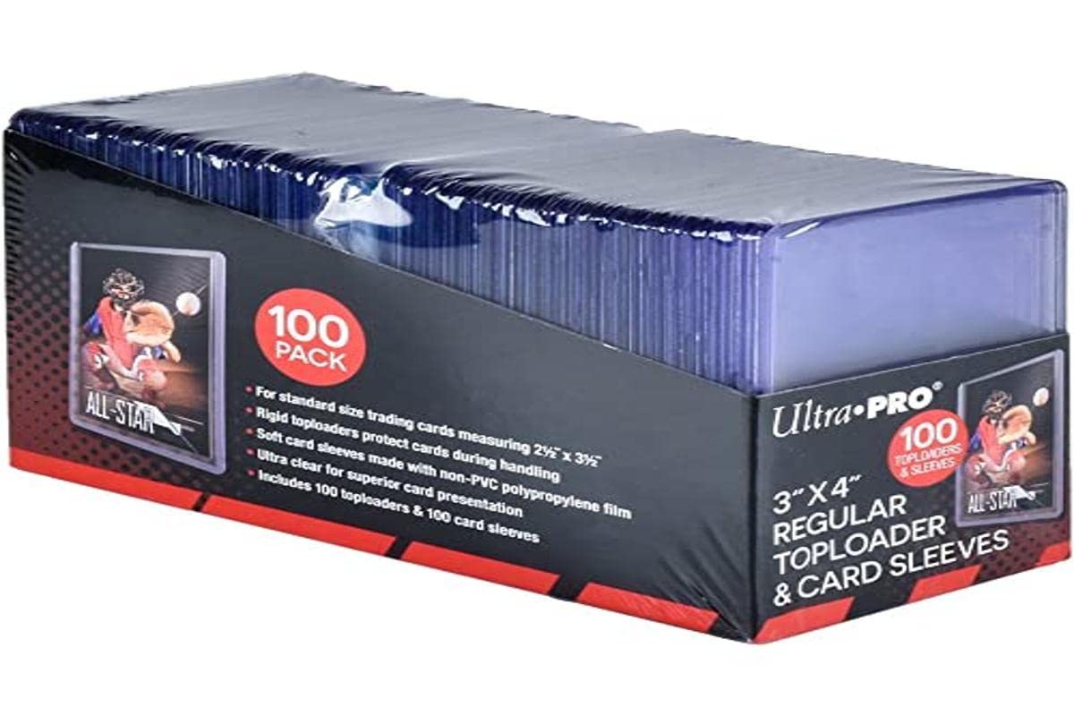 Ultra Pro 3" x 4" Clear Regular Top Loaders For Cards With Card Sleeves Bundle Standard Size 100ct Baseball Card Sleeves Trading Card Sleeve Baseball Card Protectors Toploader Card Protectors