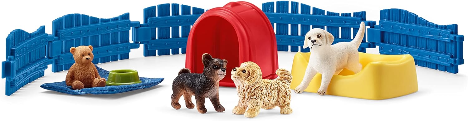 Schleich Farm World, Animal Toys for Boys and Girls Ages 3-8, 13-Piece Playset, Puppy Pen