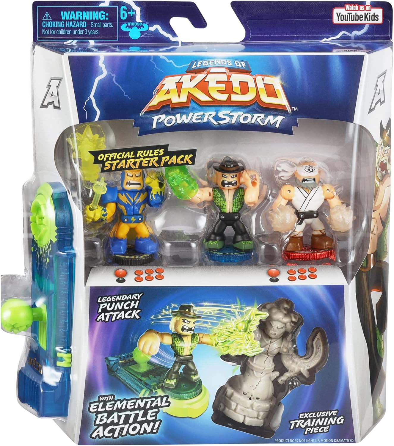 Legends of Akedo Powerstorm Official Rules Starter Pack Legendary Punch Attack 3 Mini Battling Warriors with Training Practice Piece and Exclusive Joystick Controller Single Punch Attack Season 3