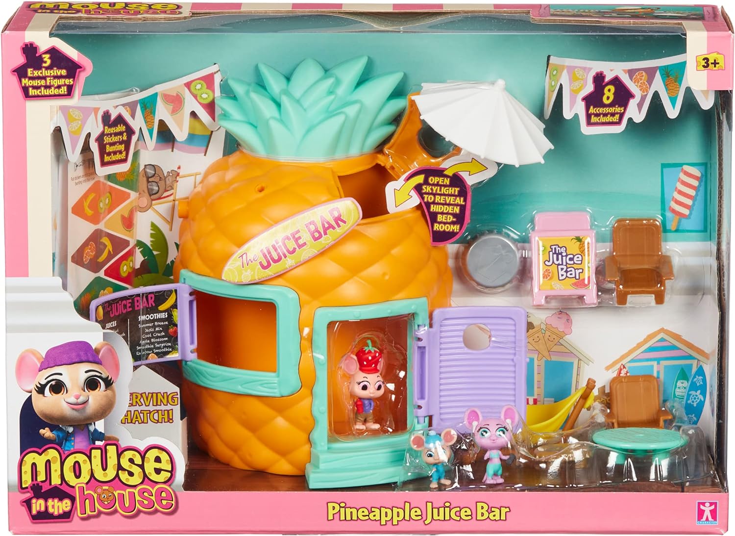 Character Options 07395 Millie & Friends Mouse in The House Pineapple Juice Bar Playset, Collectable Toys, Imaginative Play, Gift for 3-7 Year Old