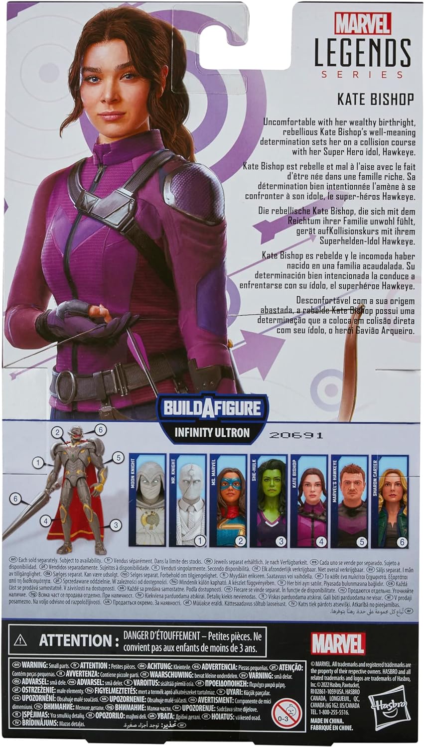 Hasbro Marvel F3856 Marvel Legends MCU Disney Plus Kate Bishop Hawkeye Series Action 6-inch Collectible Toy, 3 Accessories, 1 Build-A-Figure Part, Multi