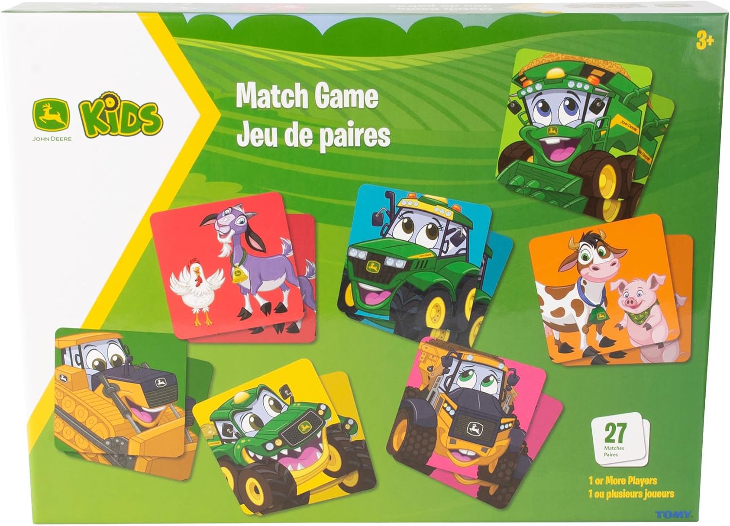 Jeu de Paires John Deere pour Enfants, Jeu de Mémoire Amusant, Jeu de Cartes pour Adultes et Enfants, Jeu en Famille, Jeu Éducatif pour Garçons et Filles, Convient aux 3 ans +