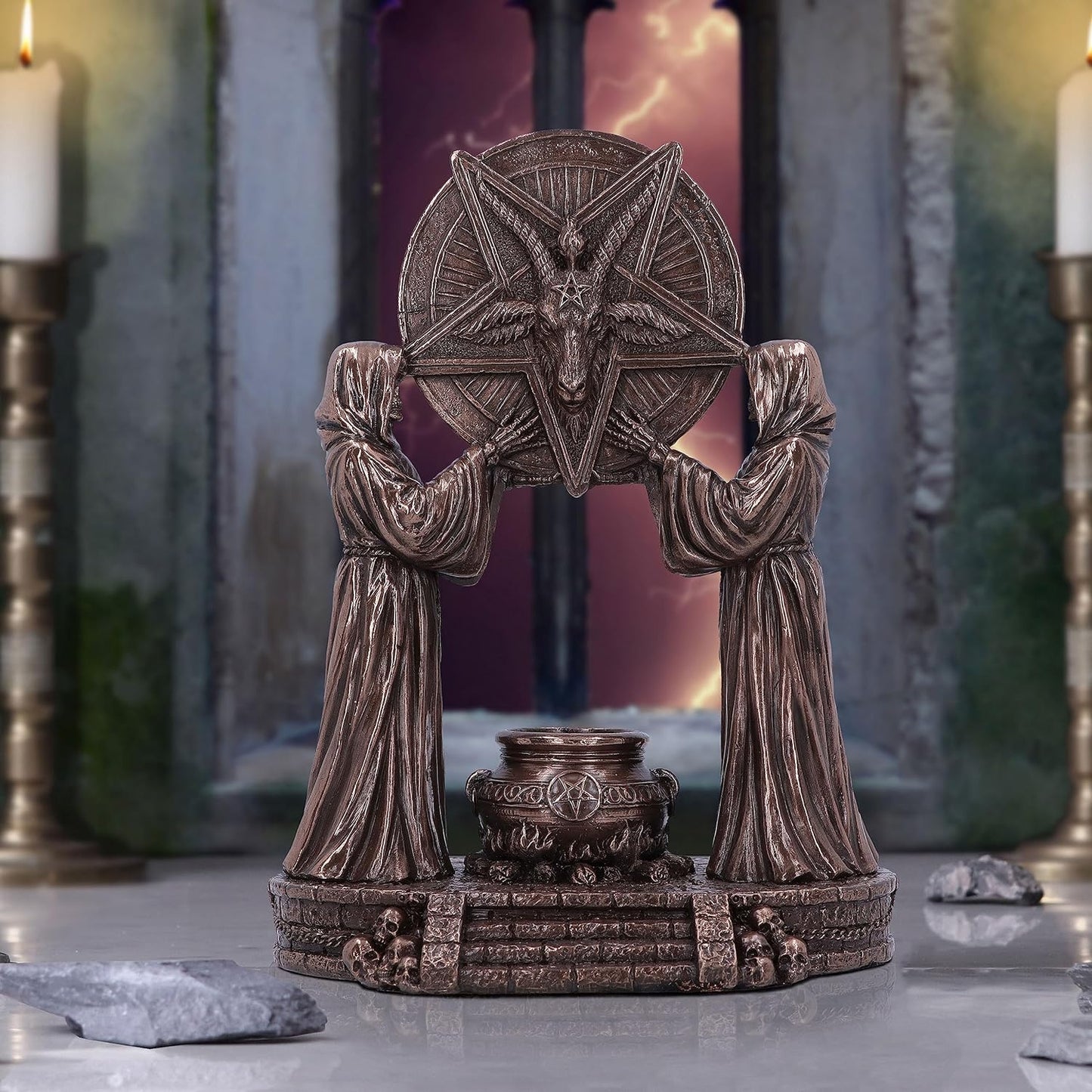 Nemesis Now Baphomet's Altar Figurine 18.5cm, Resin, Bronze, Baphomet Ornament, Baphomet's Altar Figurine, Expertly Hand-Painted, Cast in the Finest Resin