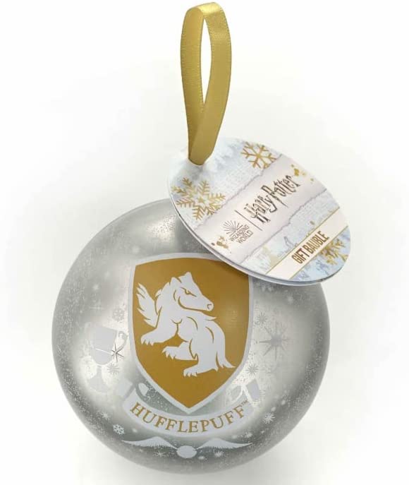 Harry Potter Boule de Poufsouffle avec Collier Maison, HARRY POTTER Bola Oficial de Harry Potter Hufflepuff con Collar de casa, Offizielle Harry Potter Hufflepuff-Kugel mit Haus-Halskette, Official Harry Potter Hufflepuff Bauble with House Necklace