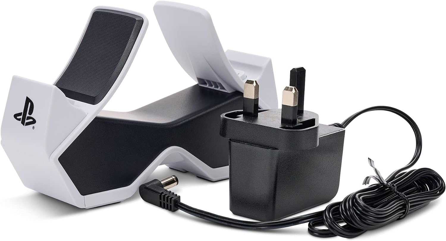 PowerA Twin Charging Station for PS5 Dualsense Wireless Controllers, PlayStation Charging Dock, AC Adaptor with 1.8m Cable, Free the USB Port, LED Light Indicator, Official