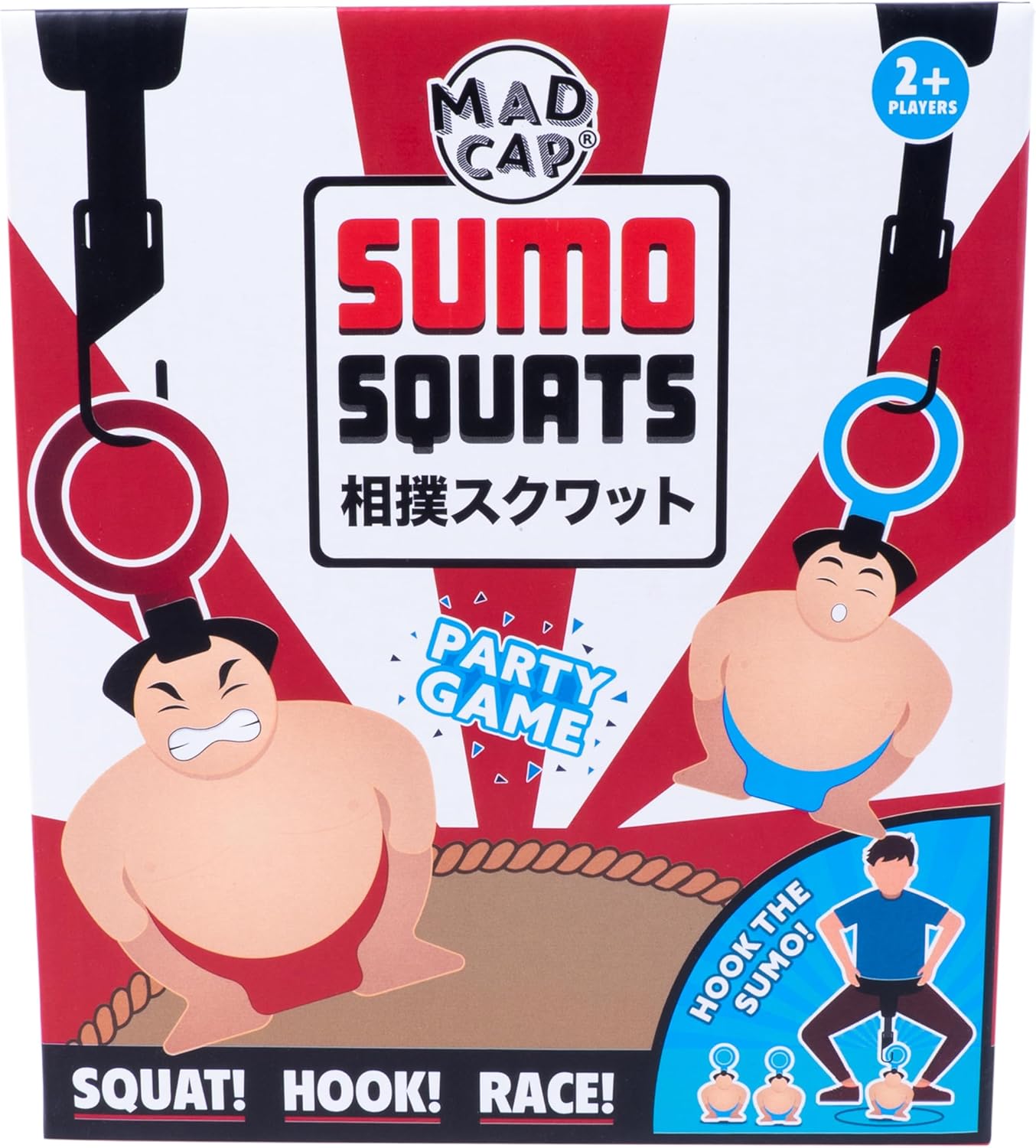 Sumo Squats! The Original Sumo Squat, Hook & Race Party Game. Familie leuke spelletjes. Concurreren met vrienden. Grappige nieuwigheid spellen. Geweldige vrijgezellenfeestspellen. Teambuilding