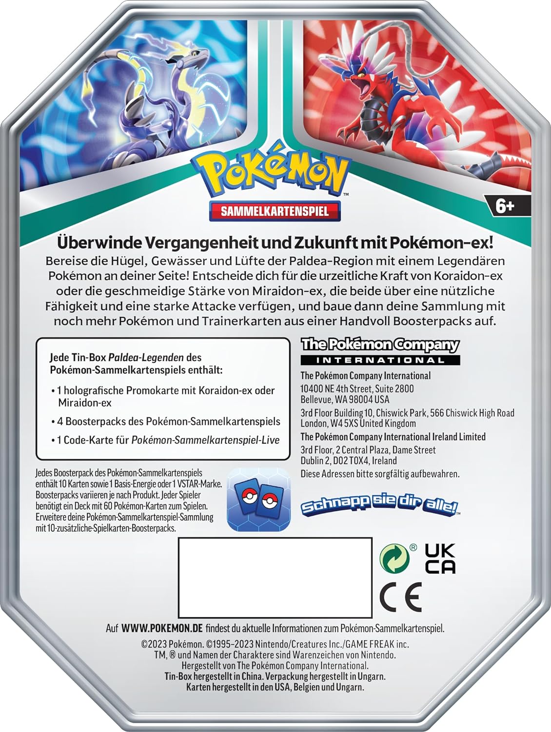 Pokemon Scatola di Latta, Colore Miraidon, 0, 210-45541, Edizione in lingua tedesca