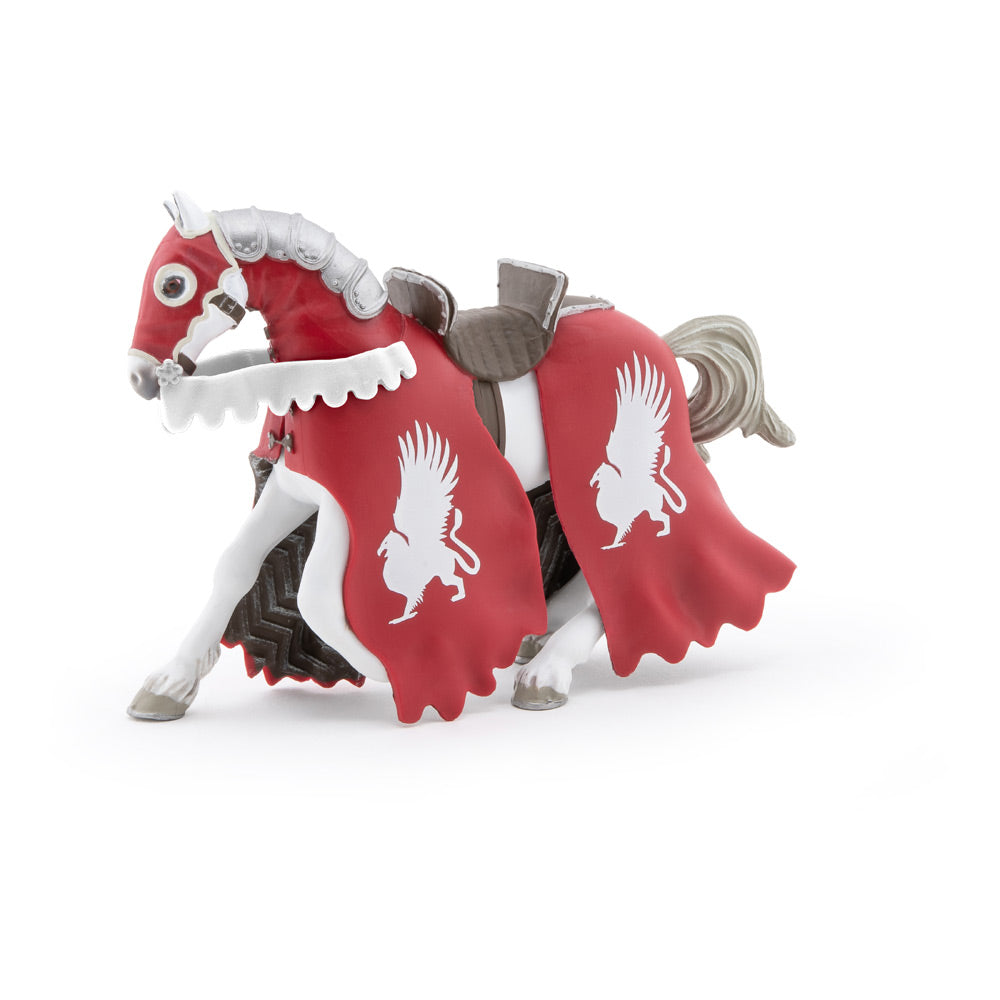 Papo- Caballo de Caballero Figura, Color Rojo Blanco (39955