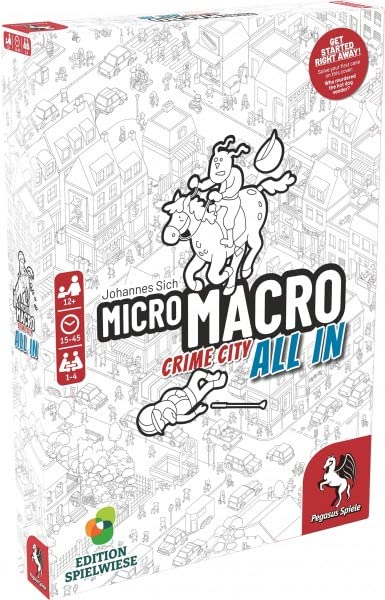 Pegasus Press | MicroMacro: Crime City 3: All In | Board Game | Ages 12+ | 1-4 Players | 15-45 Minutes Playing Time, White
