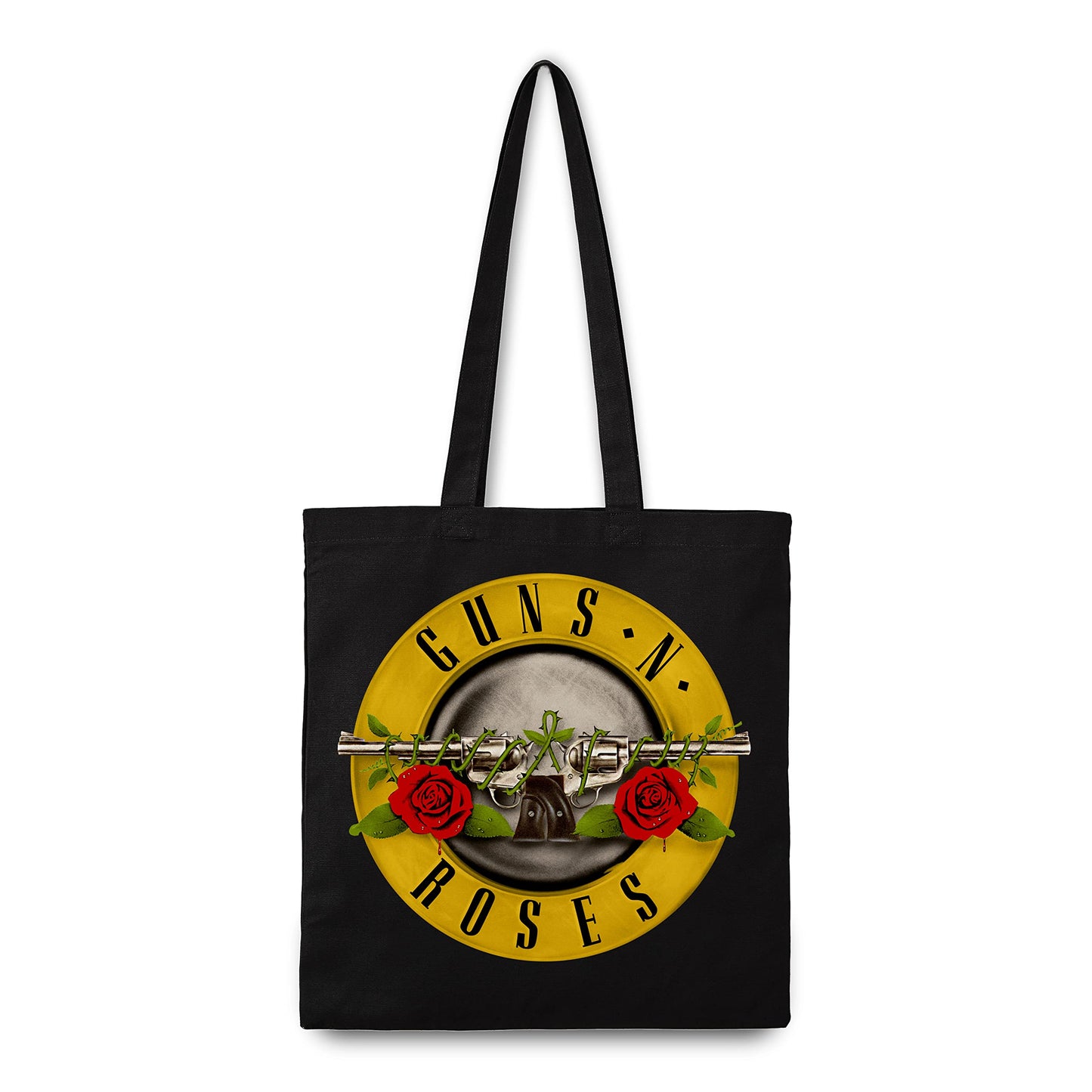 Rocksax Guns N' Roses Tote Bag - Rose Logo, Nero, Standard, Shooper in tela pesante realizzato in materiale riciclato Fairtrade