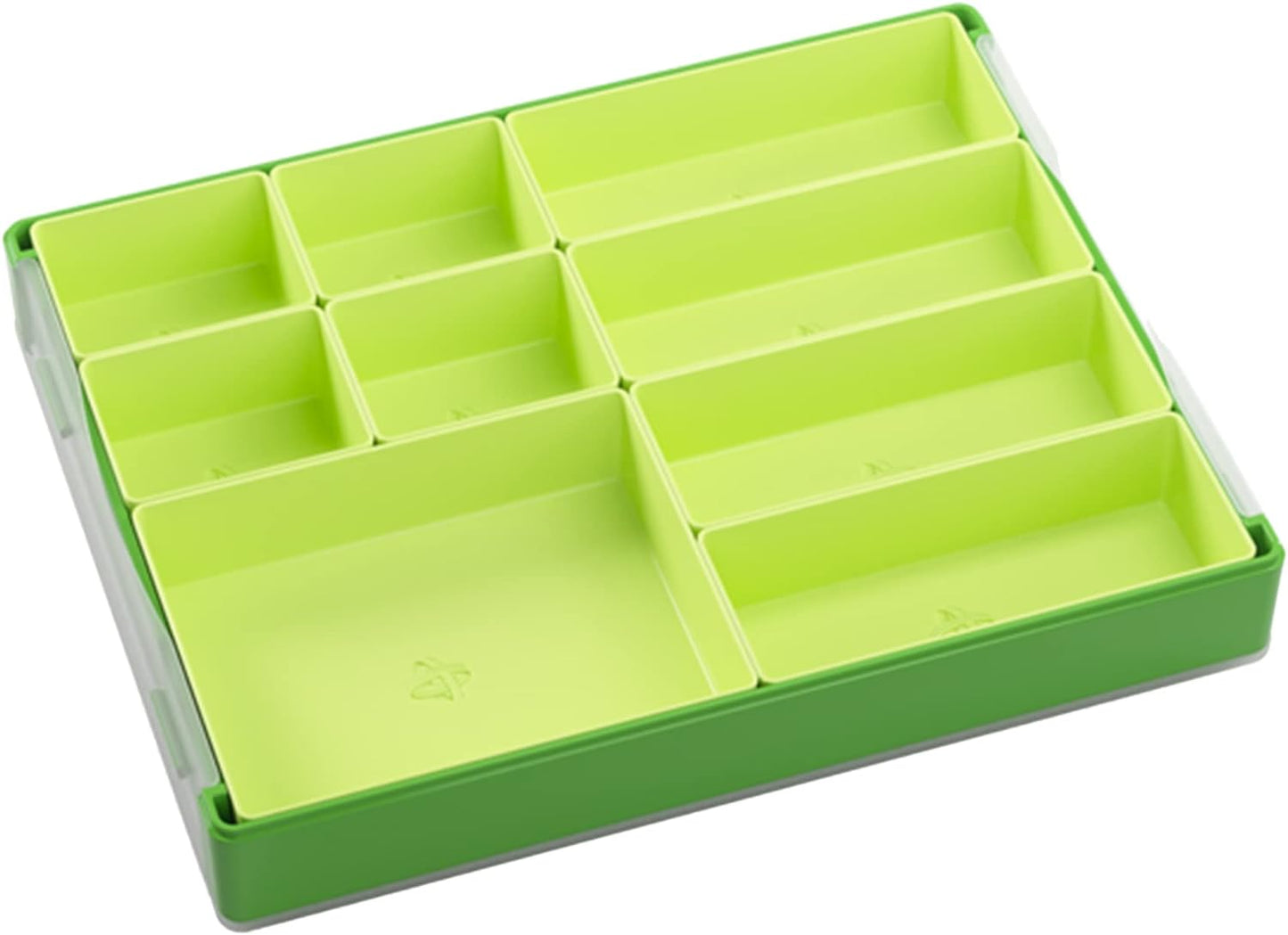 Token Silo Convertible | Store & Organize Board Game Tokens | 9 Removable Trays in 3 Different Sizes | Stackable | Convenient Space-Saving Design | Lime Green Color | Made by Gamegenic (GGS22004ML