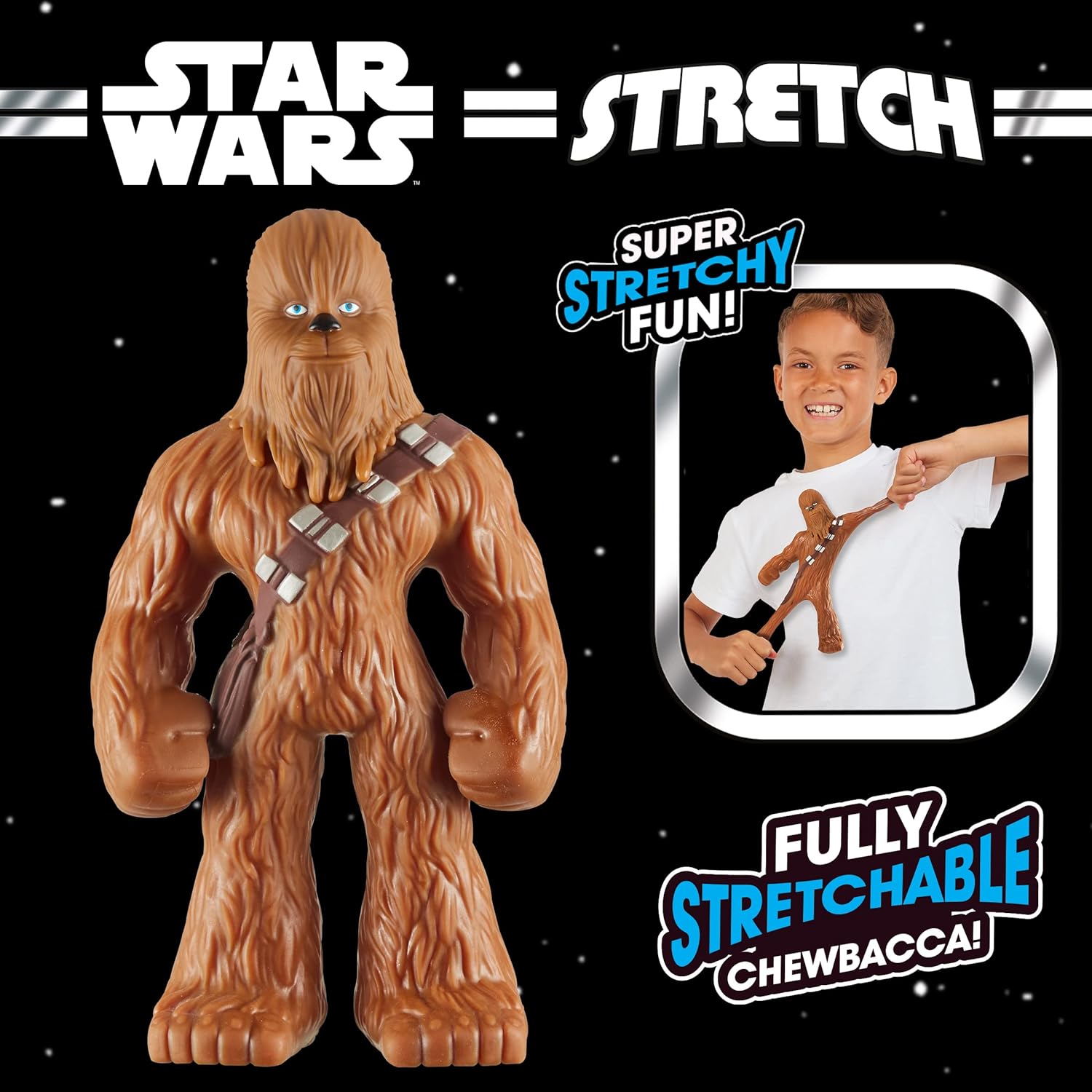 STAR WARS LARGE CHEWBACCA STRETCH TOY, STRETCH ARMSTRONG, AMAZING STRETCHY FUN. FULLY STRETCHABLE CHEWBACCA. IDEAL PRESENT FOR GIRLS, BOYS & STAR WARS FANS