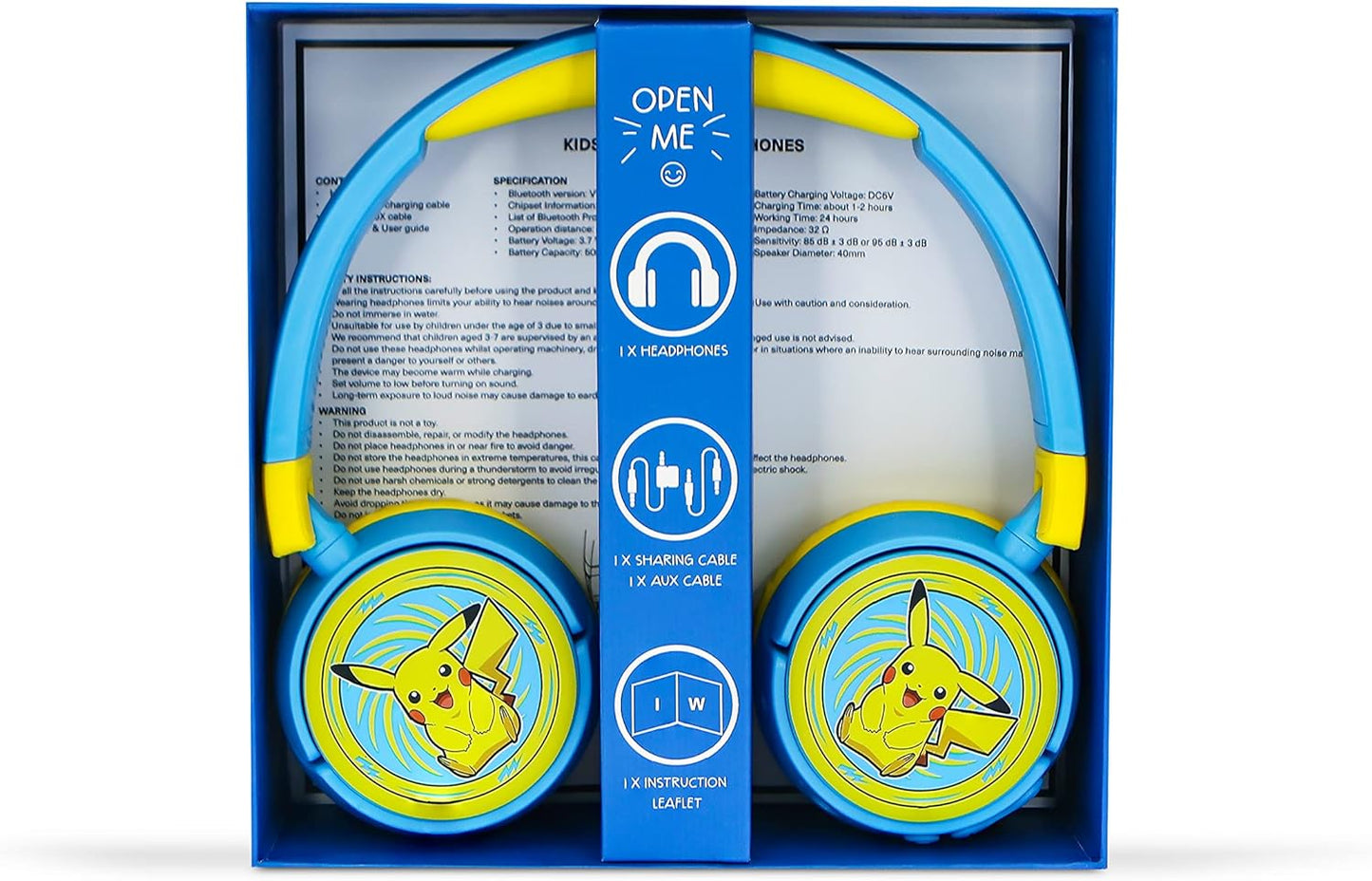 OTL Technologies PK0980 Pokemon Pikachu Kids Wireless Headphones - Blue
