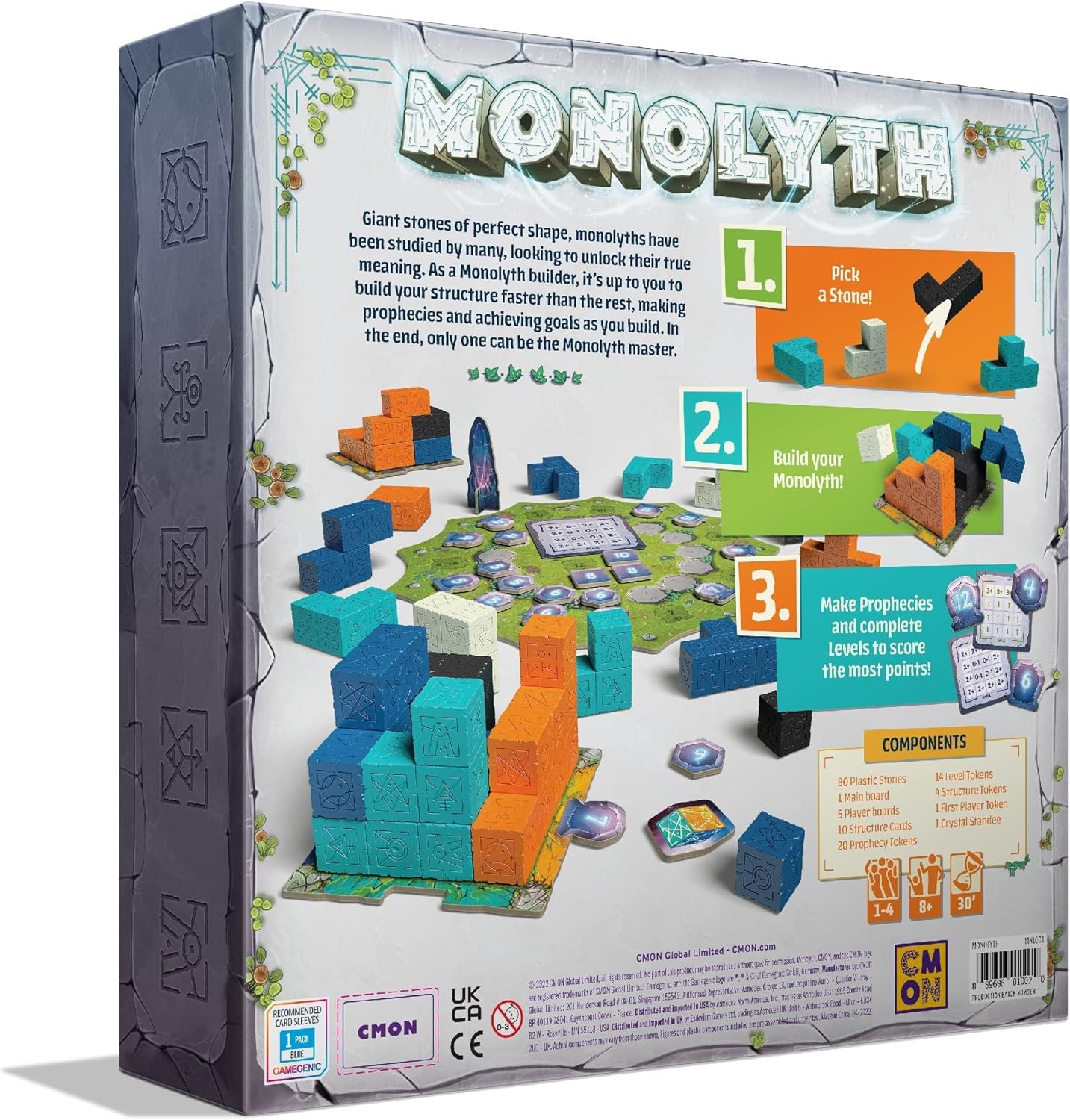 Cmon Monolyth Board Game | Monolith Building Strategy Game | Tactile Puzzle Game | Fun Family Game for Kids and Adults | Ages 8+ | 1-4 Players | Average Playtime 30 Minutes, Multicolor (MNL001)