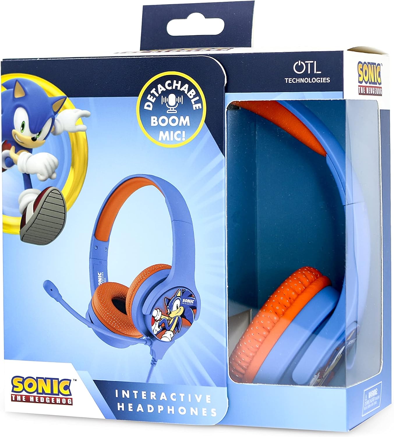OTL Technologies SH0907 Sonic The Hedgehog Interactive Wired Study Headphones with Detachable Mic