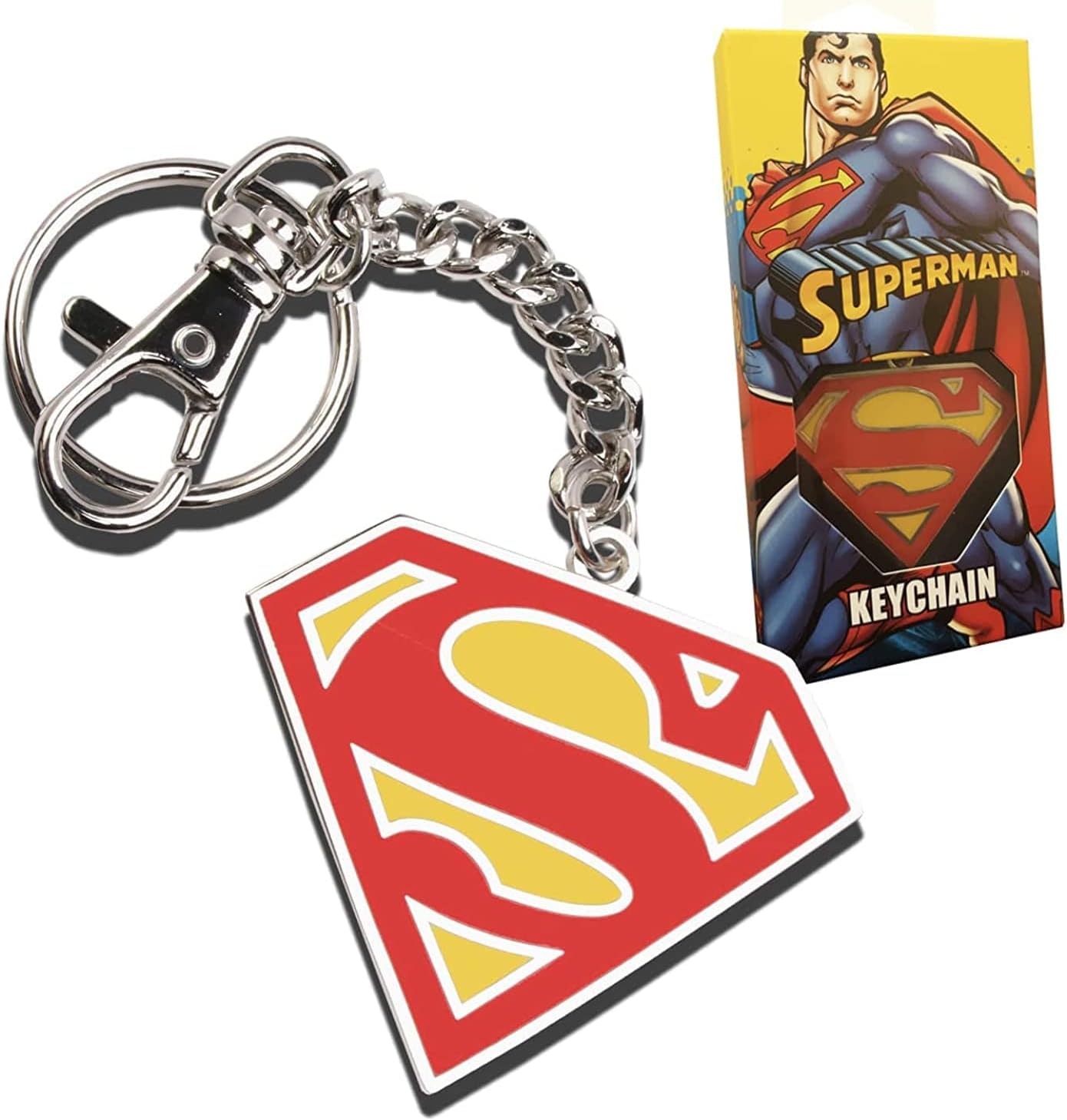 The Noble Collection DC Comics Superman Logo Keychain In Colour - 5in (13cm) Superman Sigil Film Set Movie Props Gifts Merchandise