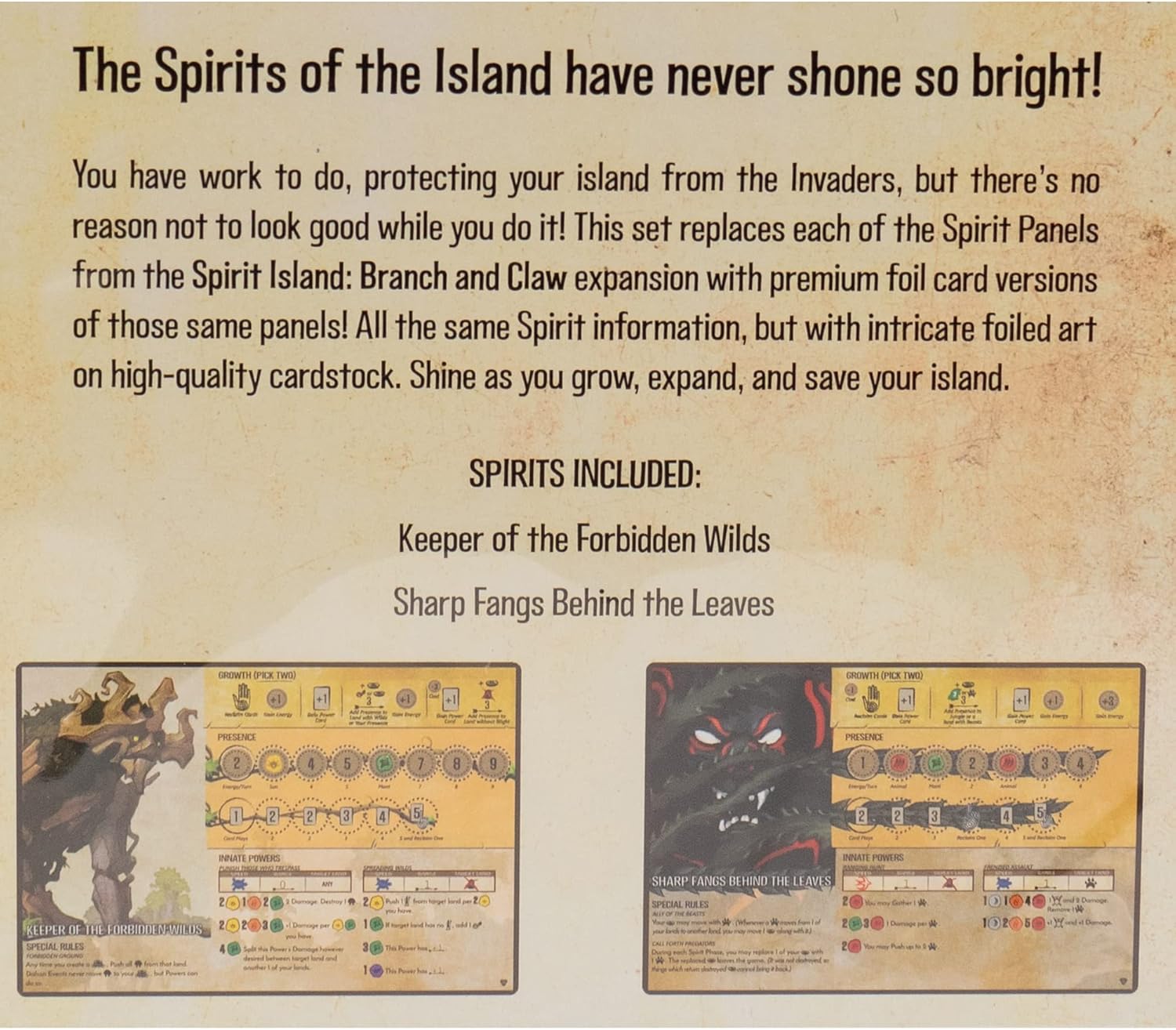 Greater Than Games Spirit Island Branch &Claw: Premium Foil Spirit Panels - 2 Panels to Replace Existing Game Cards, Greater Than Games