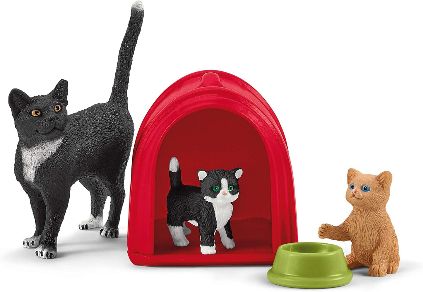 schleich Farm World 42501 Cute Cats and Kittens Playtime Figurine Set - 9-Piece Realistic Mother Cat and Baby Kitten Figurine Small Playset - Toy Animals for Boys and Girls, Gift for Kids Ages 3+