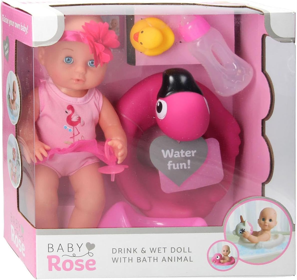 Baby Rose -Trinken und Plaspop, 30 cm mit Accessoires