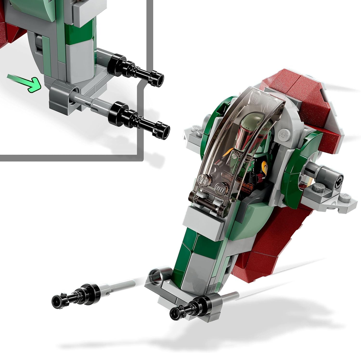 LEGO 75344 Star Wars Boba Fetts Starship - Microfighter Set, Modell aus Der Mandalorianer, baubares Spielzeug mit Flick-Shooter und verstellbaren Flügeln