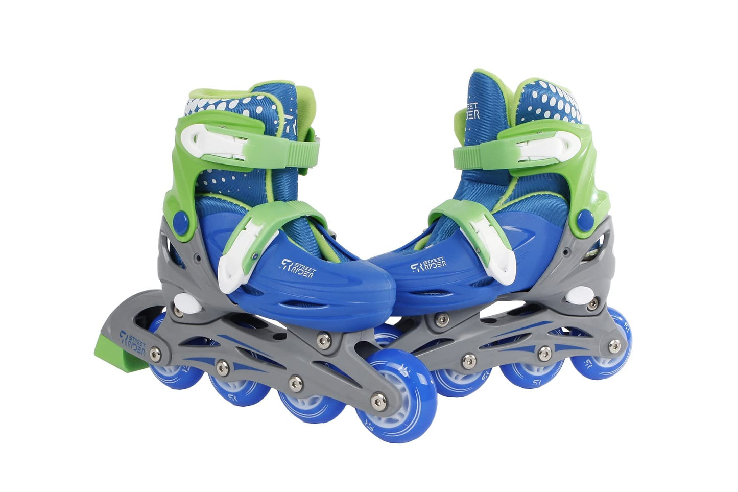 Kids Globe 720511 Street Rider Inlineskates (Inliner) grün/blau, verstellbar von Größe 27-30, abec7 Alurahmen