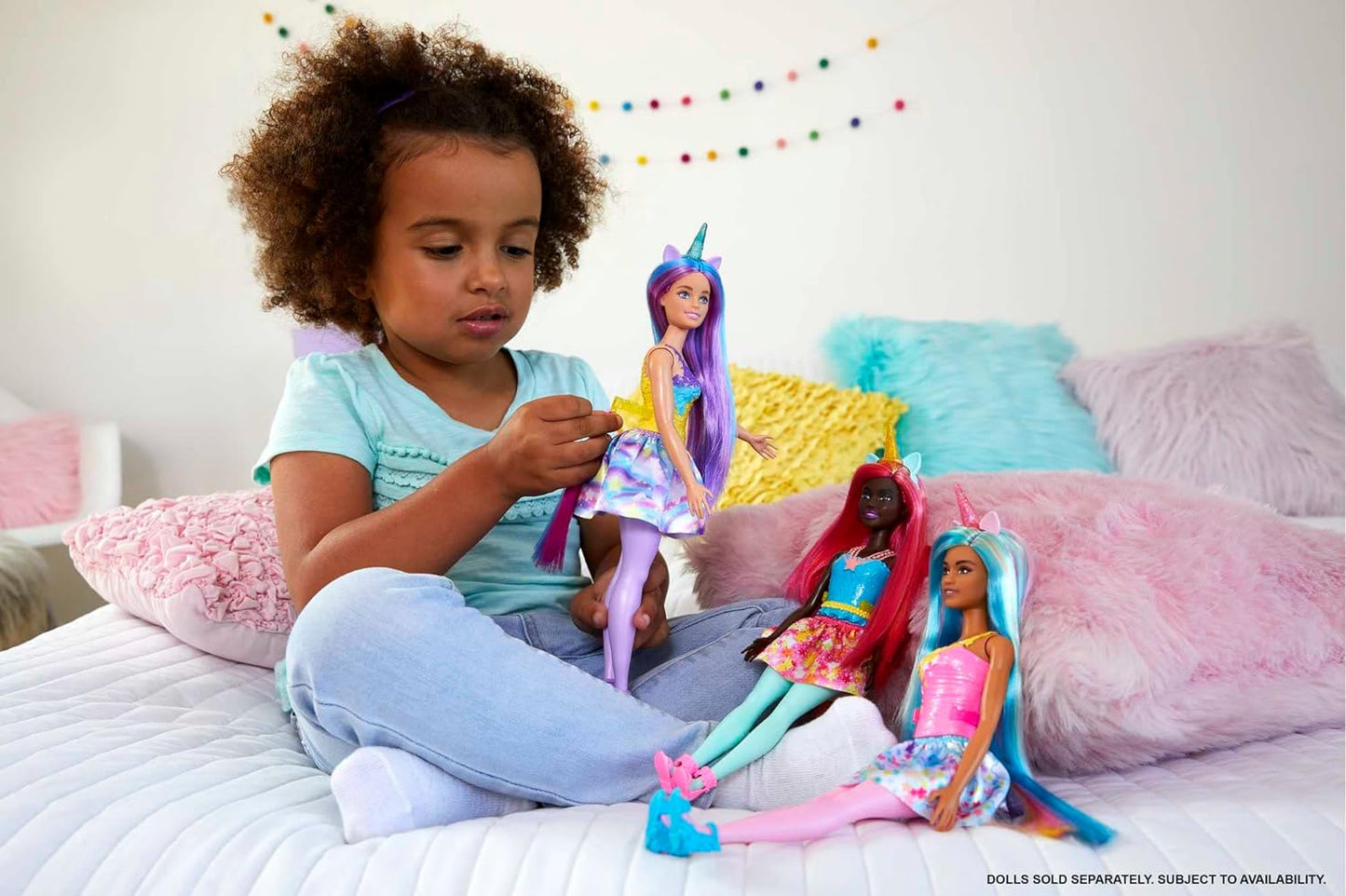 barbie Muñeca Dreamtopia. Unicornio, con Pelo arcoíris y Accesorios fantasía. Modelos Surtidos, Color Amarillo (Mattel HGR19