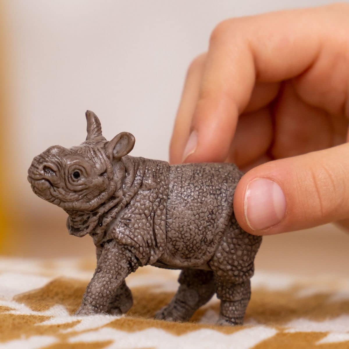 Schleich Wild Life Safari Animals for Boys and Girls Ages 3 and Above, Baby Indian Rhinoceros Toy Figurine Indian Rhinoceros Baby