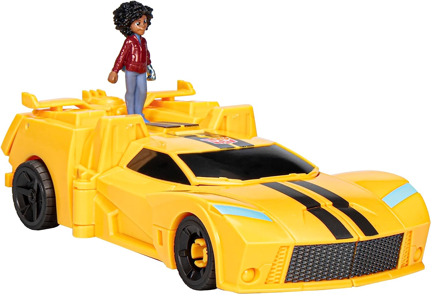 Transformers Figuras EarthSpark - Figura Cambiador de Giro Bumblebee de 20 cm con Figura de Mo Malto de 5 cm - A Partir de 6 años