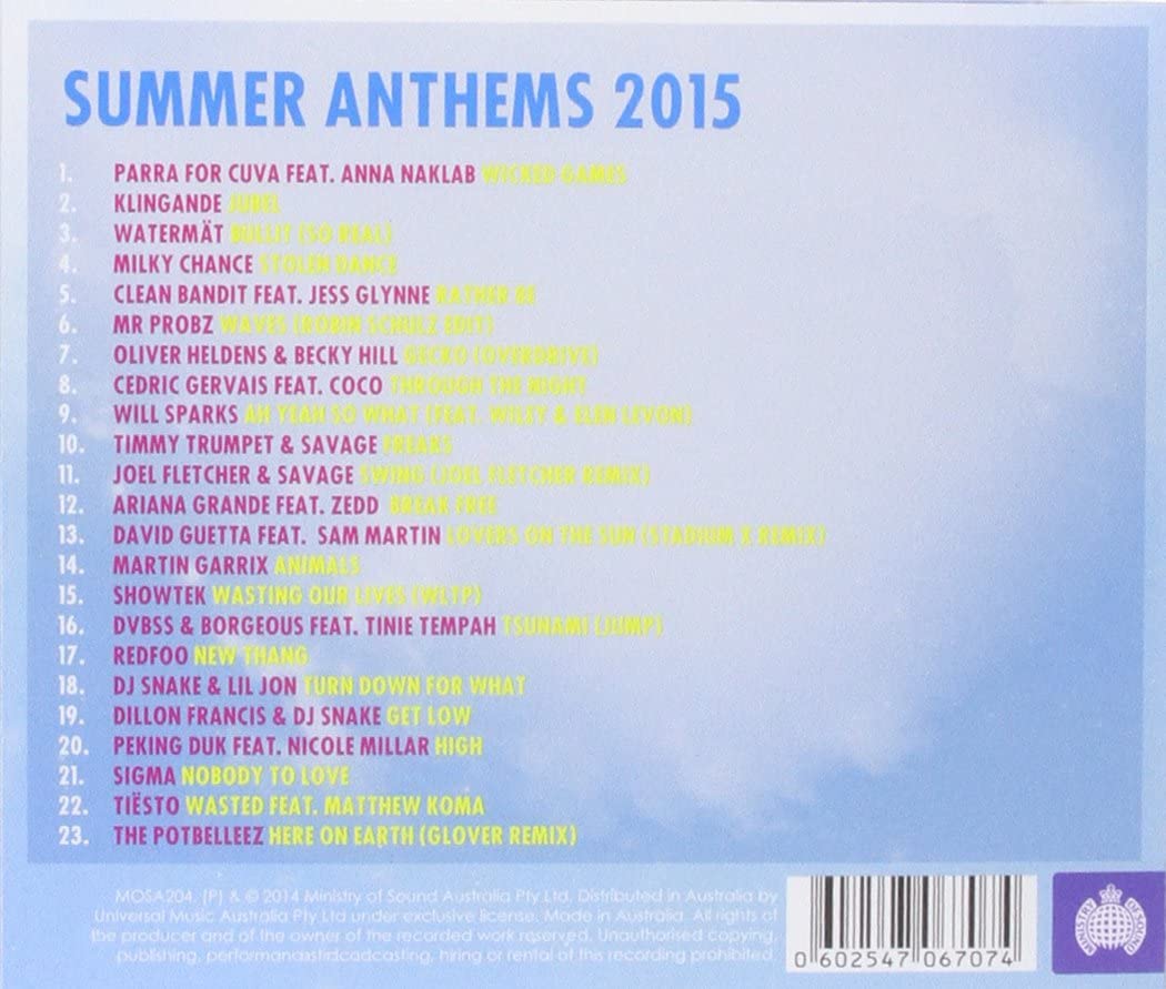 Ministry Of Sound Summer Anthens 2015