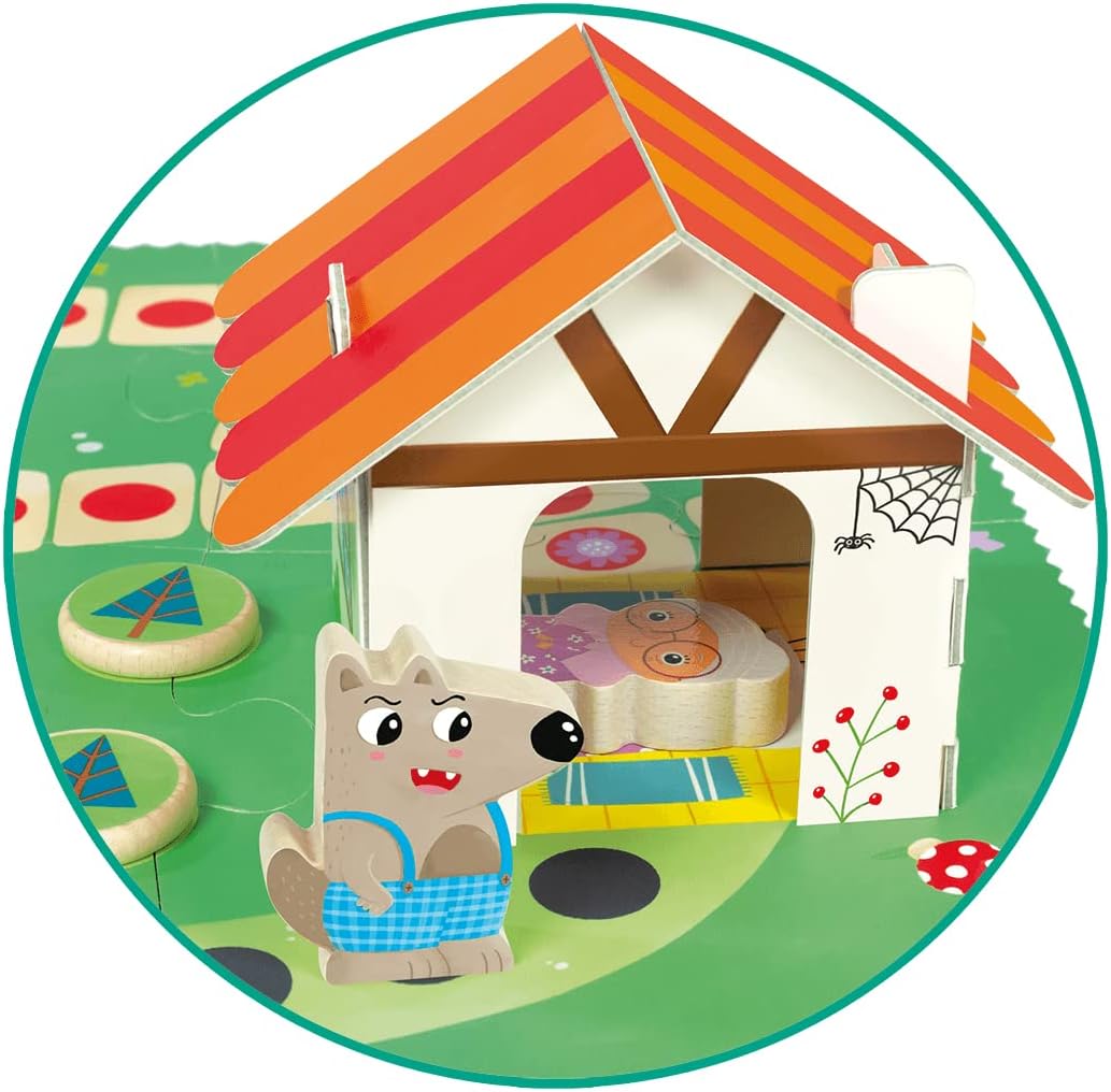 Goula Little Red Riding Hood - Kids Board Games, Cooperative Game - Beat the Wolf, Learn Teamwork & Early Learning Skills - Fun Puzzle Board Games for Children - For 1 to 4 Players, Ages 2 Years Plus