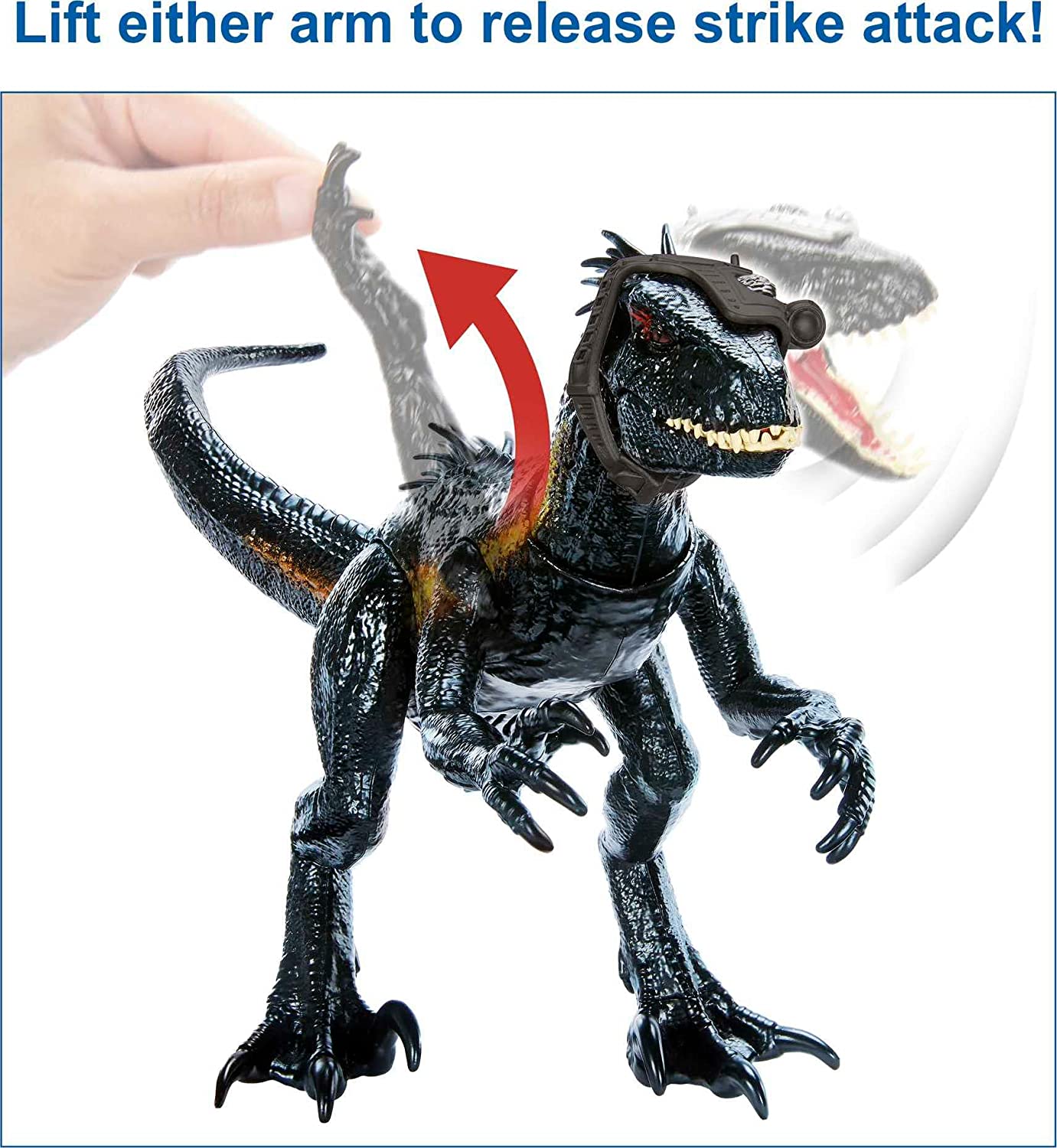 Mattel Jurassic World Indoraptor Dinosaurio de juguete con sonidos y ataques, +4 años (HKY12
