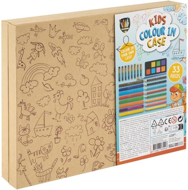 Kids Houten Kleurkoffer, 33dlg.