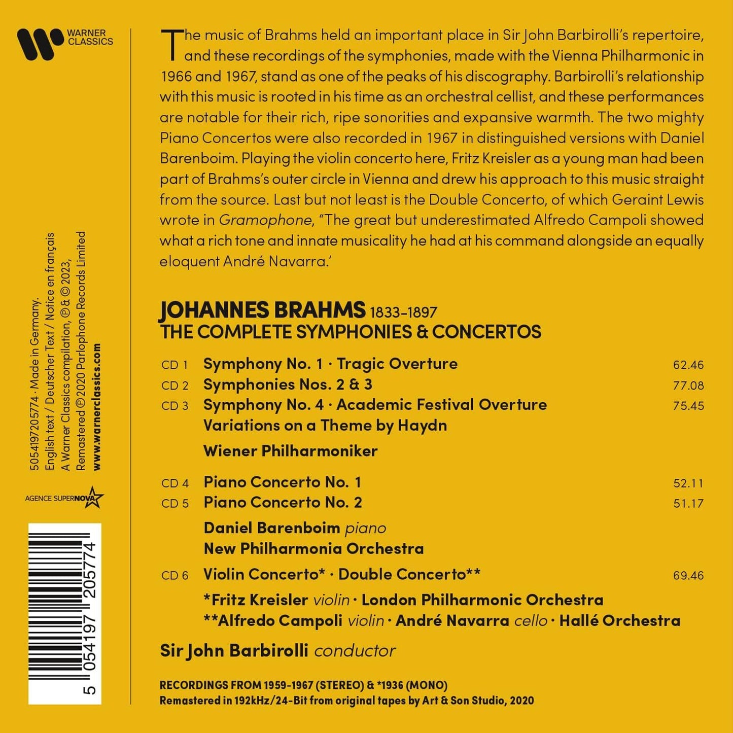 Brahms: Symphonies, Concertos, Overtures, Haydn Variations