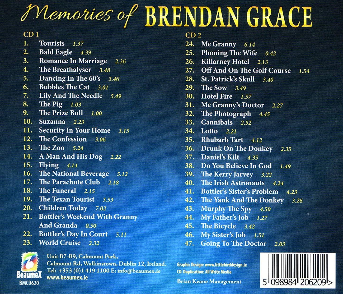 Brendan GRACE - Memories Of Brendan NEW 2CD 2020