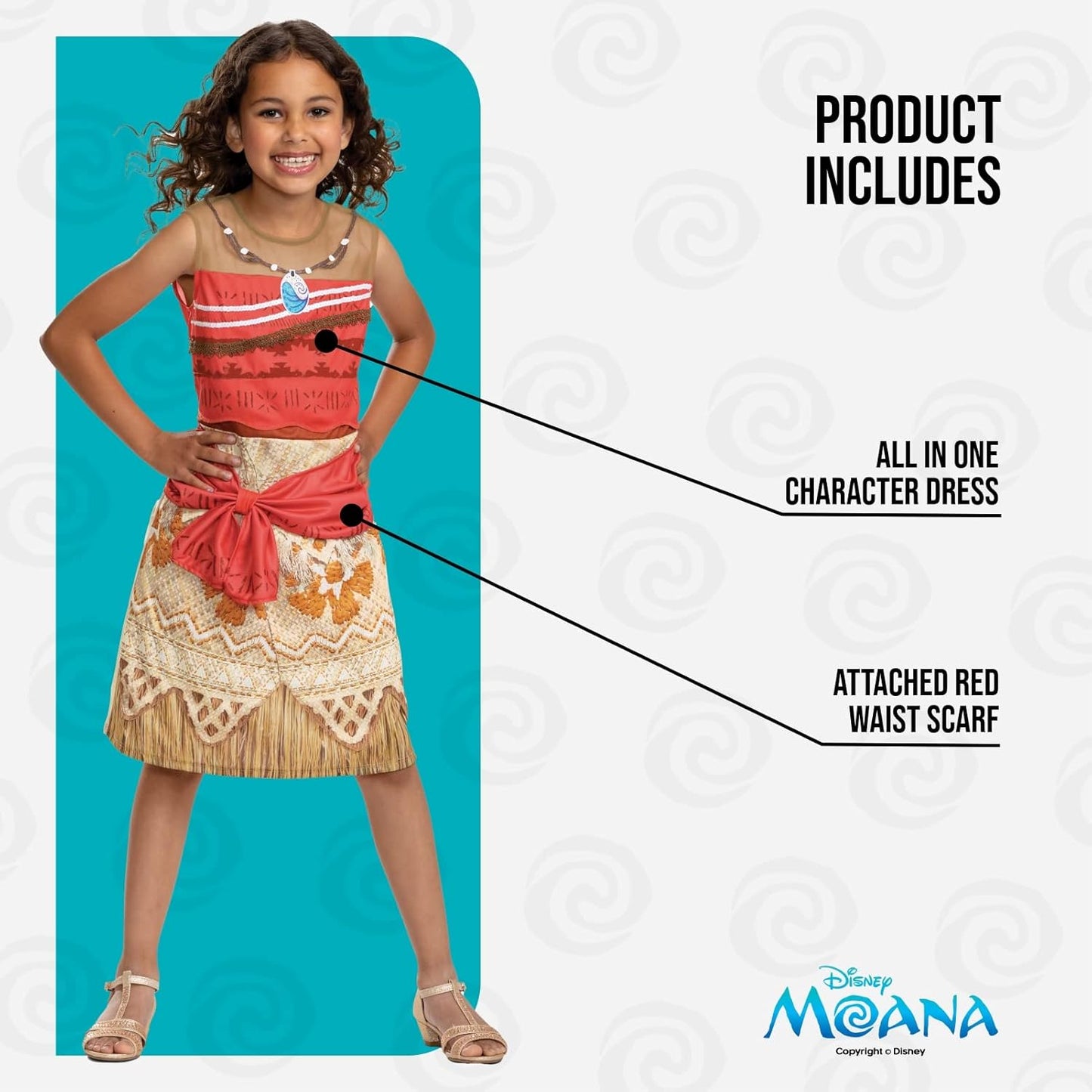 Disney Official Classic Moana Costume Kids, Moana Dress Up for Girls, Moana Fancy Dress Outfit, Princess Costumes for Girls, Maui Costume Kids, World Book Day Costumes for Girls