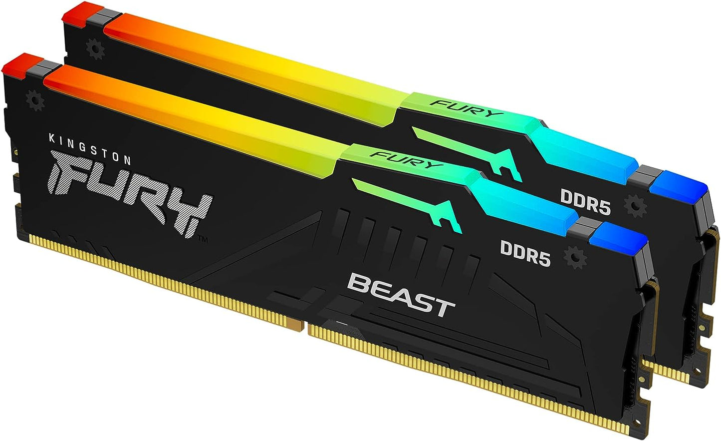 Kingston Fury Beast DDR5 RGB 16GB (2 x 8 GB) 5600MT/s DDR5 CL40 DIMM Desktop Gaming Memory Kit of 2 - KF556C40BBAK2-16 Black 16GB Kit of 2 5600MT/s