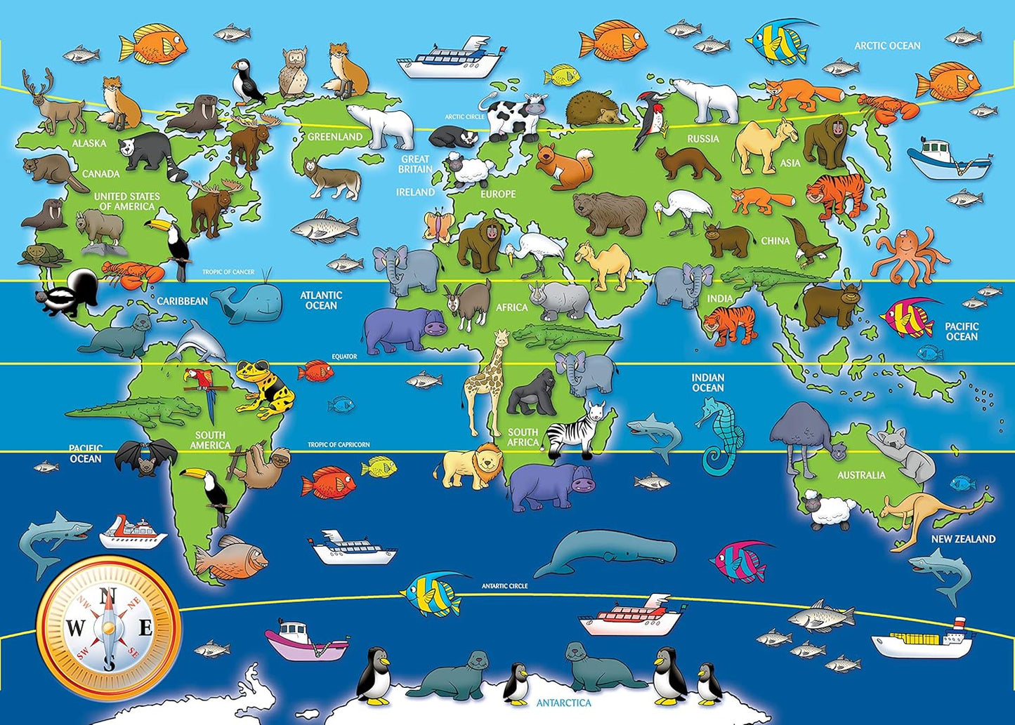 Ravensburger Animals of the World 60 piece Jigsaw Puzzle for Kids age 4 years and up & Marvel Avengers 60 Piece Giant Floor Jigsaw Puzzle for Kids Age 4 Years