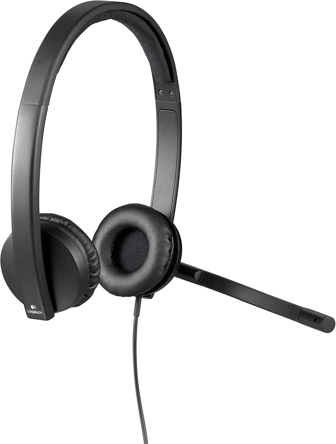 Logitech H570e Wired Headset, Mono Headphones with Noise-Cancelling Microphone, USB, In-Line Controls with Mute Button, Indicator LED, PC/Mac/Laptop - Black