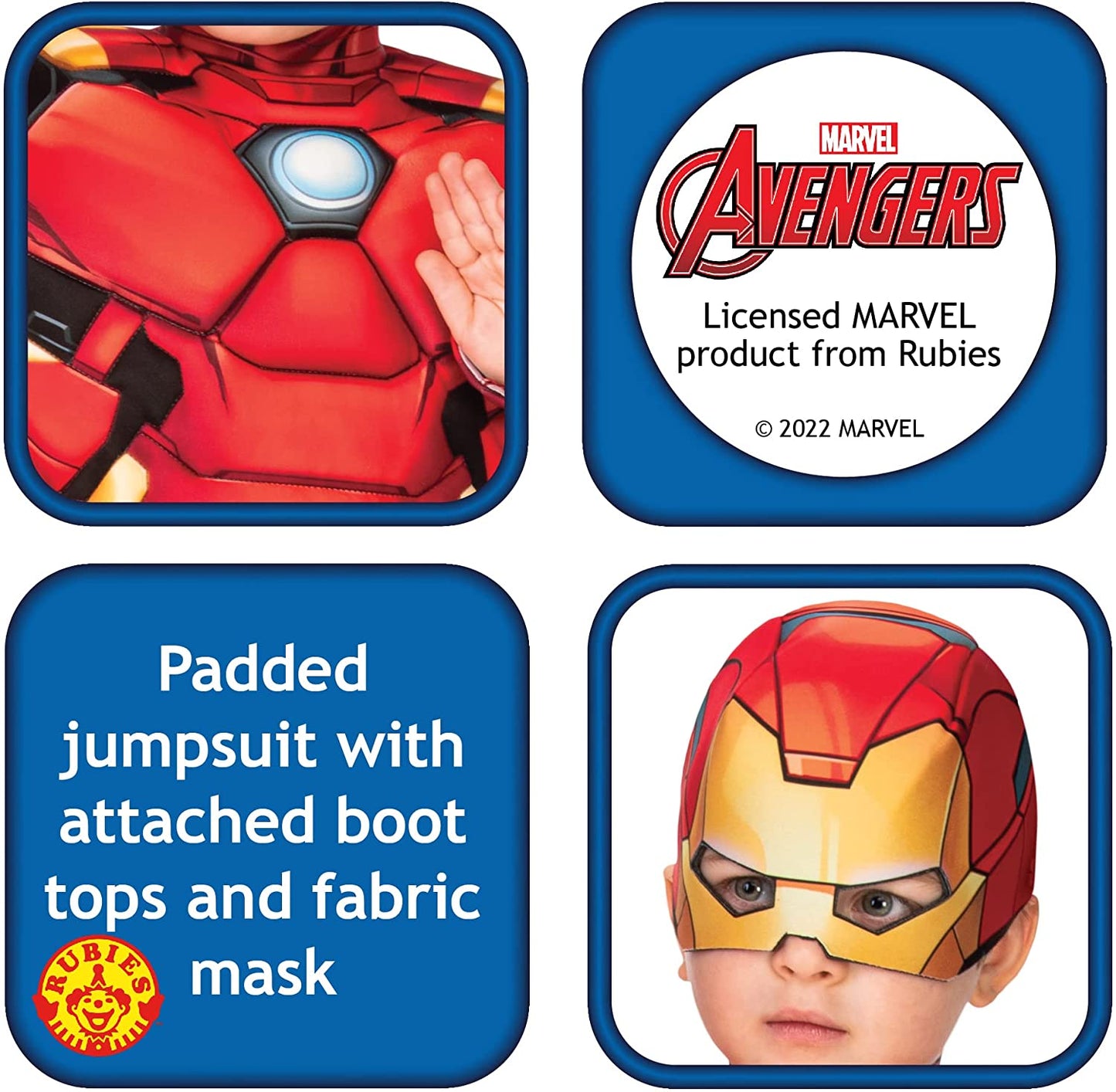 Rubies Official Marvel Avengers Iron Man Deluxe Toddler Costume, Kids Fancy Dress