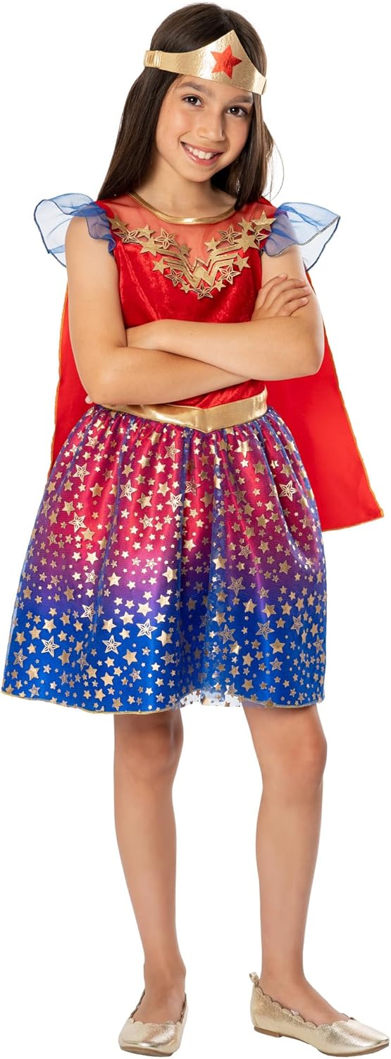 Rubie's Official DC Wonder Woman Deluxe Child Dress, Kids Superhero Fancy Dress Halloween
