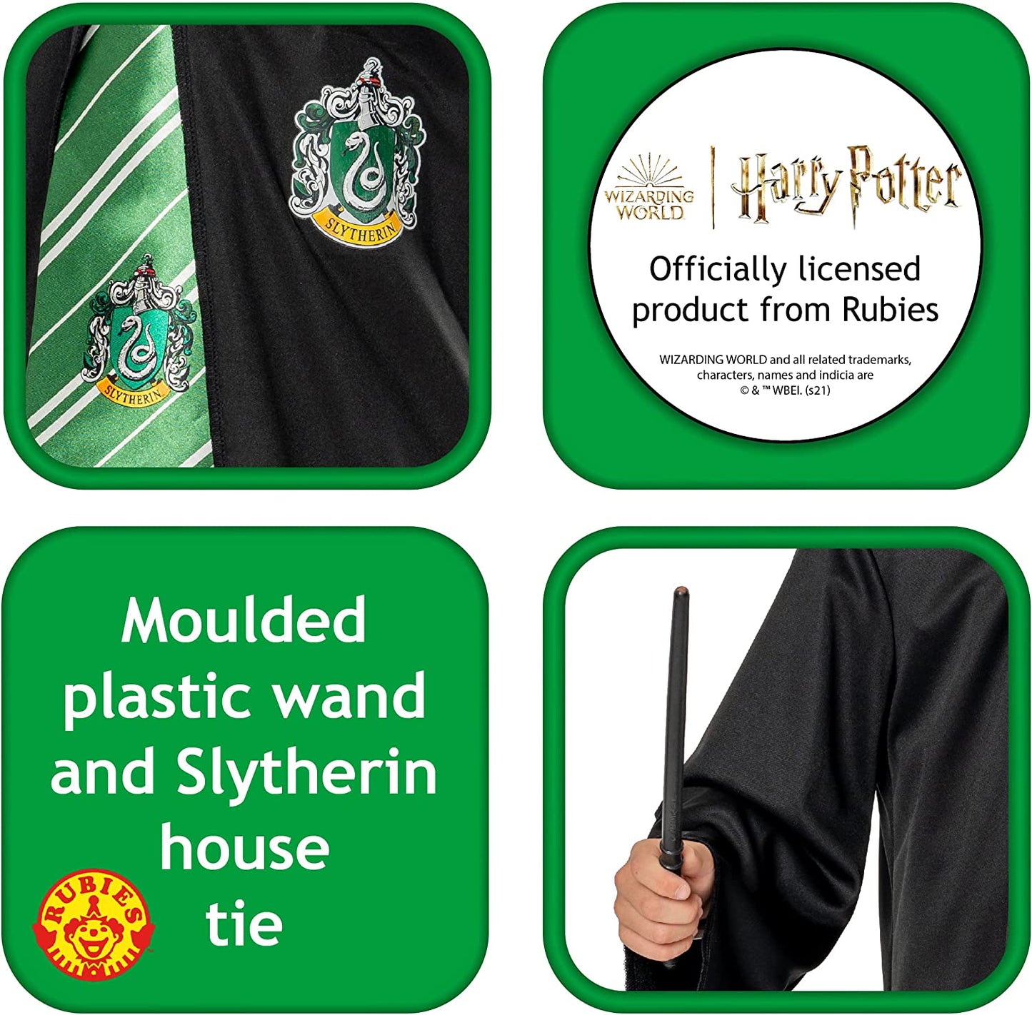 Rubies Official Harry Potter Slytherin Child Blister Set, Kids Fancy Dress, One Size Age 4-8 Years, World Book Day Halloween Halloween