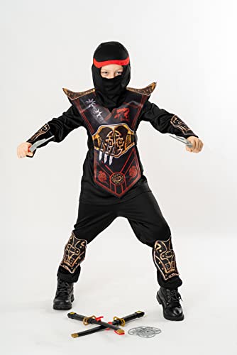 RED NINJA - FANCY DRESS COSTUME (SIZE: 3-4)