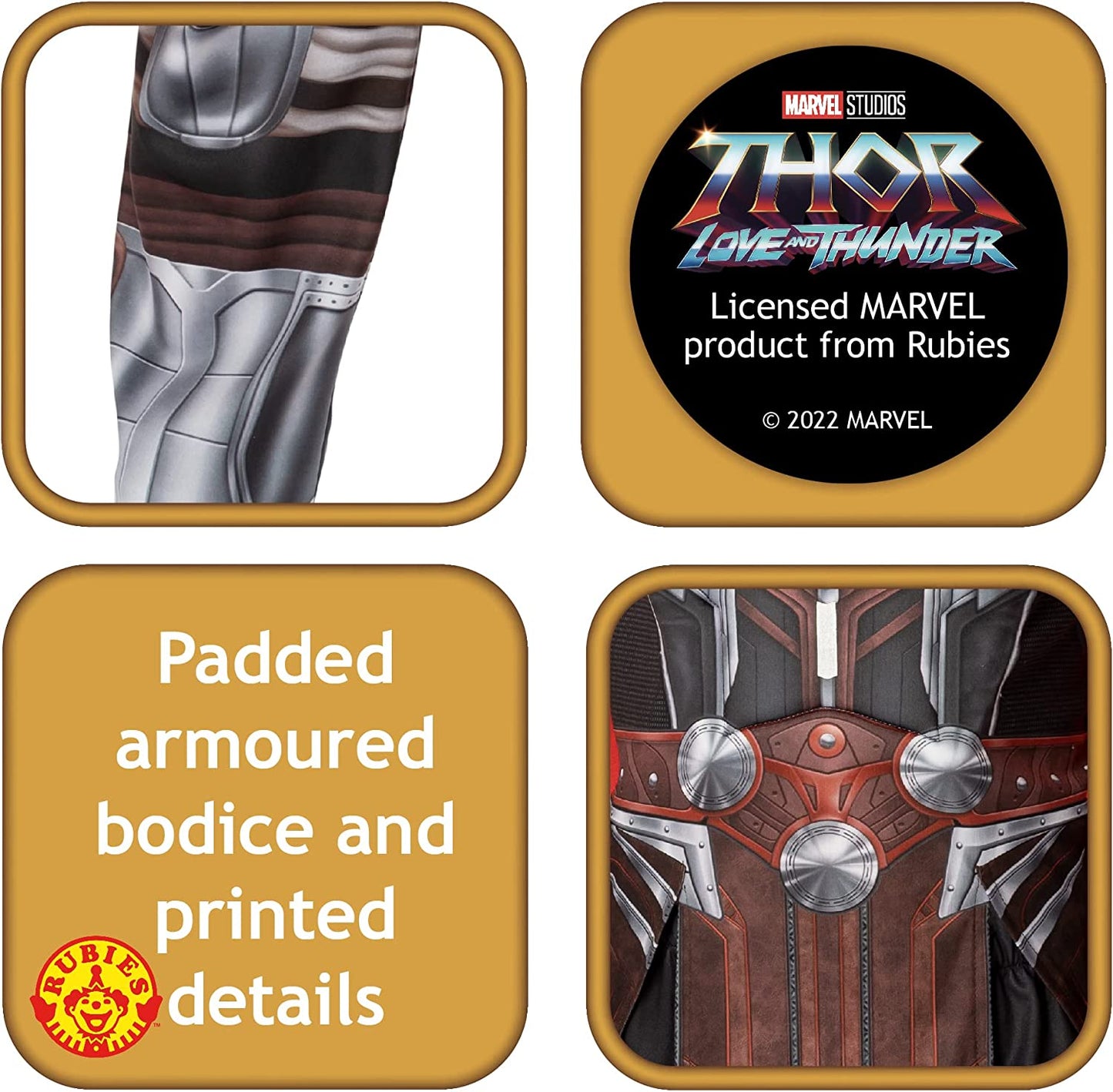 Rubies Official Marvel Thor: Love and Thunder Mighty Thor Deluxe Child Costume, Kids Fancy Dress