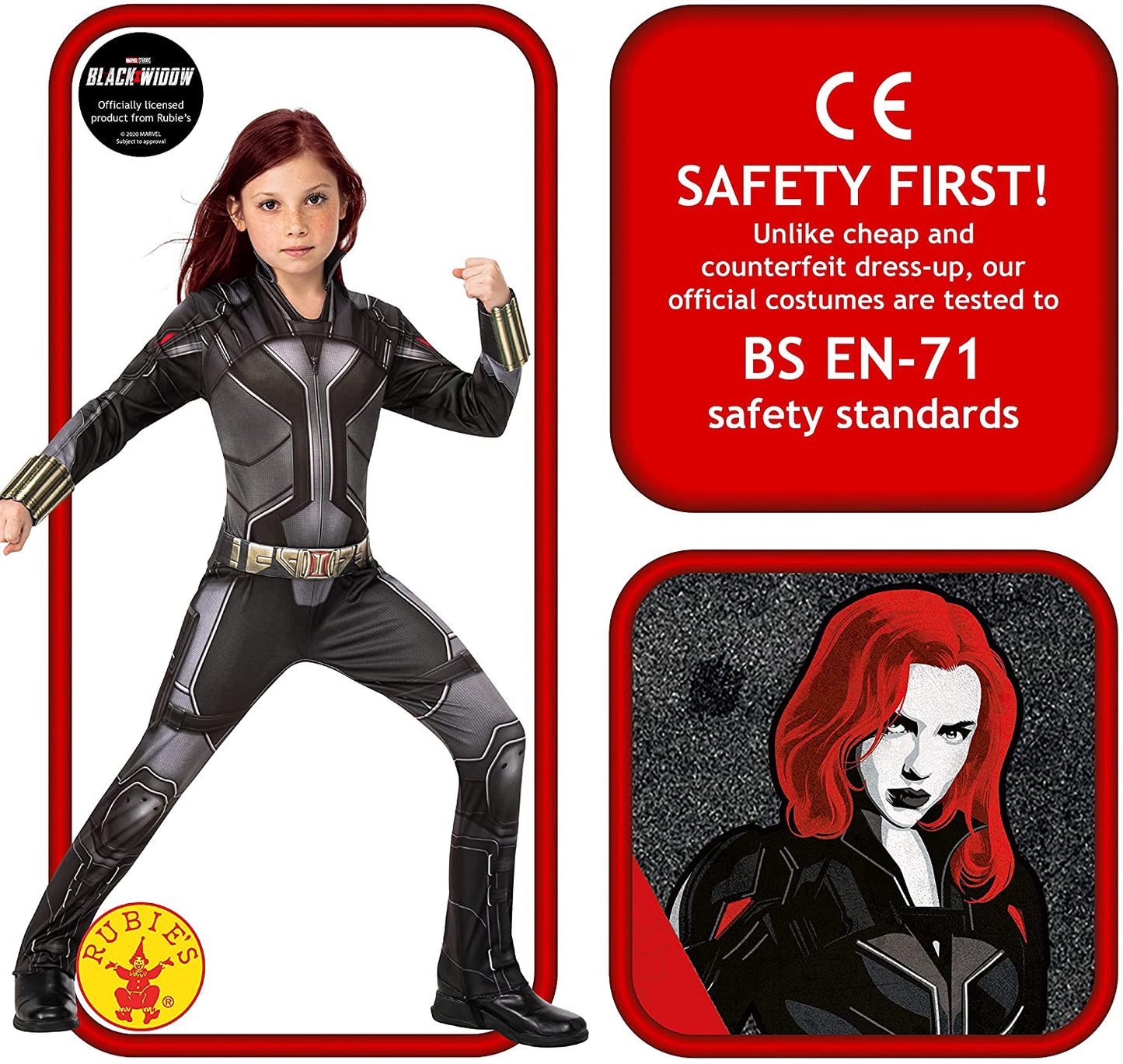 Rubies Official Marvel Black Widow Movie Classic Costume, Childs Superhero Kids Fancy Dress Halloween