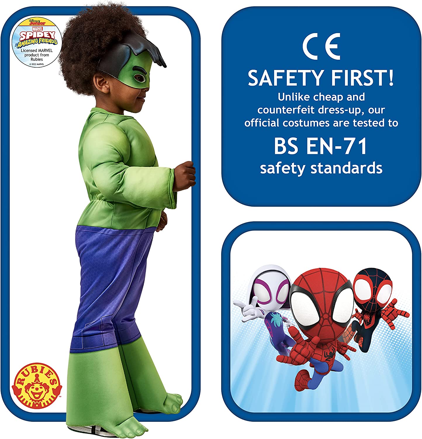 Rubies Official Marvel Spidey and His Amazing Friends Hulk Deluxe Toddler Costume, Kids Superhero Fancy Dress