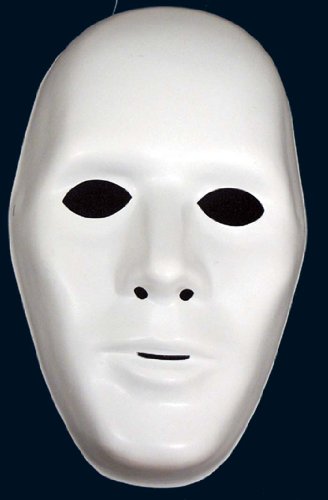DELUXE MALE FACE MASK. WHITE - FANCY DRESS