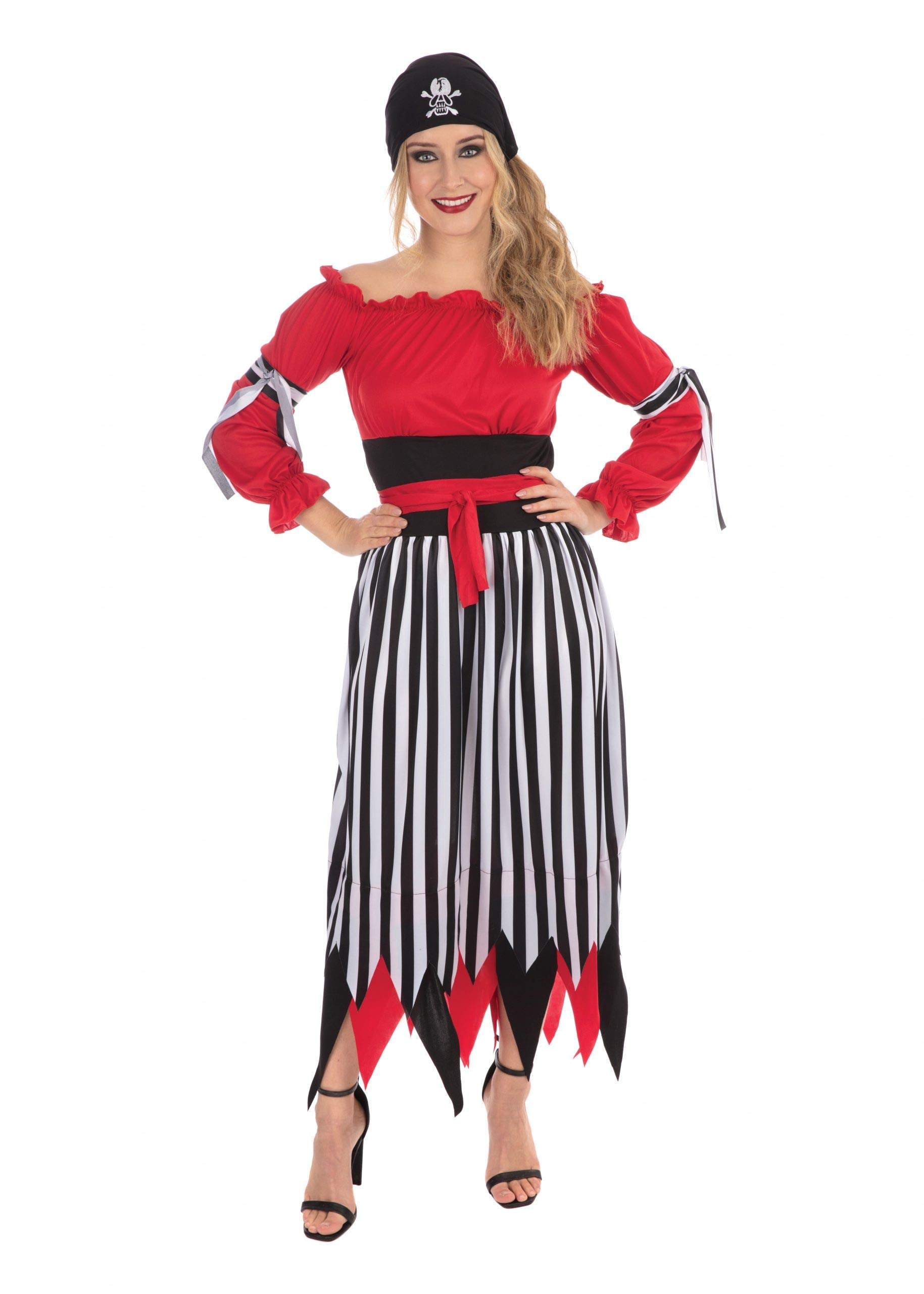 Bristol Novelty AF165S Crimson Pirate Adult (Small) Costume, Women, Red, Black, White